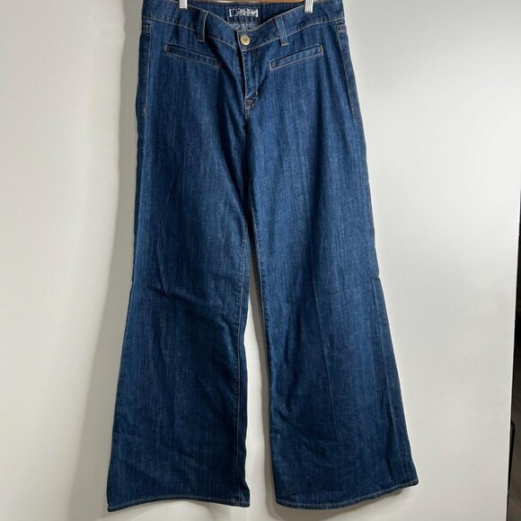 Hudson Jeans Womens Large Blue Wide Leg Trouser Jeans Flap Pockets Denim Flare - Picture 1 of 12